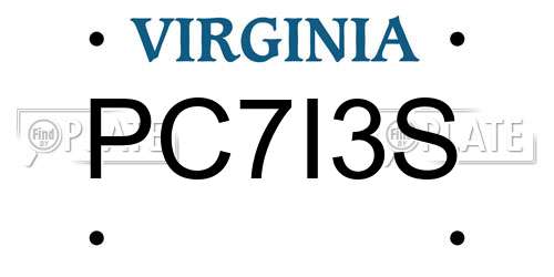 PC7I3S Virginia License Plate