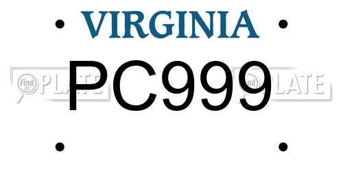 PC999 Virginia License Plate