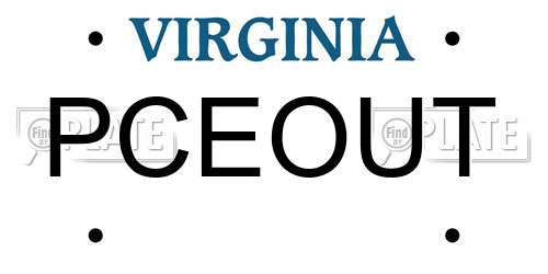 PCEOUT Virginia License Plate
