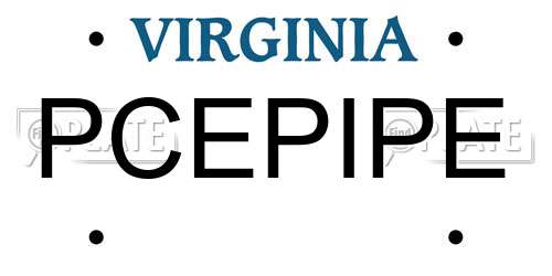 PCEPIPE Virginia License Plate