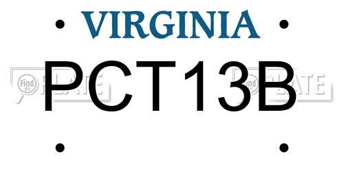 PCT13B Virginia License Plate