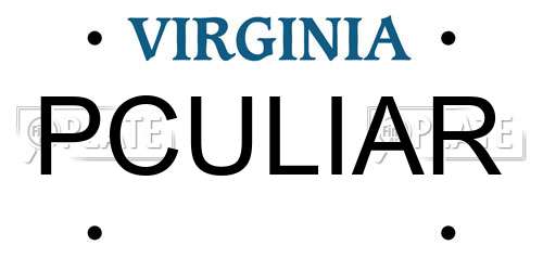 PCULIAR Virginia License Plate