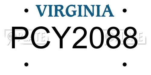 PCY2088 Virginia License Plate