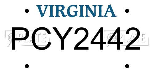PCY2442 Virginia License Plate