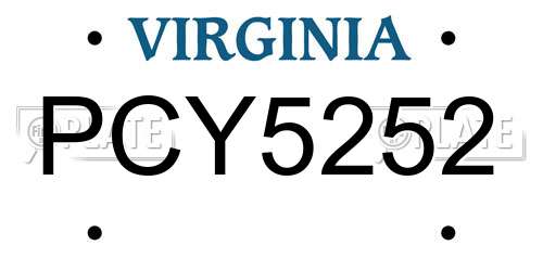 PCY5252 Virginia License Plate