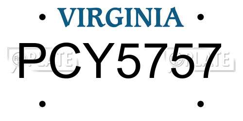 PCY5757 Virginia License Plate