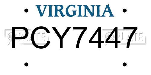 PCY7447 Virginia License Plate