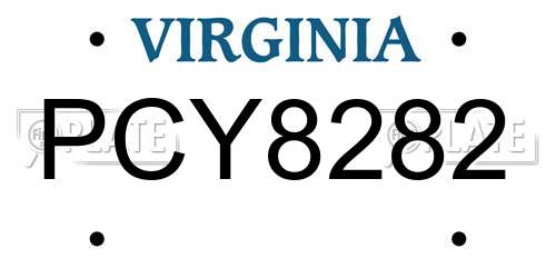 PCY8282 Virginia License Plate