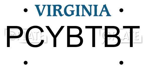 PCYBTBT Virginia License Plate