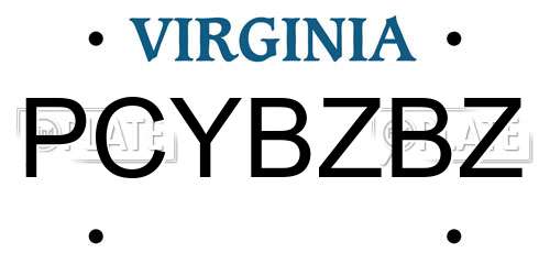 PCYBZBZ Virginia License Plate