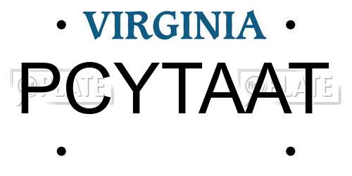 PCYTAAT Virginia License Plate