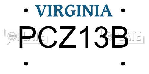 PCZ13B Virginia License Plate
