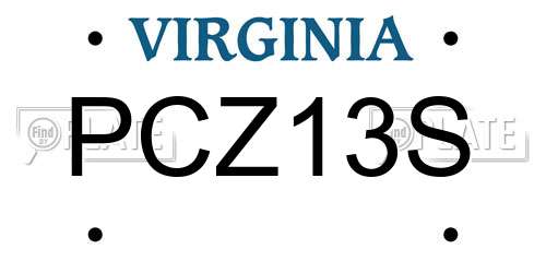 PCZ13S Virginia License Plate