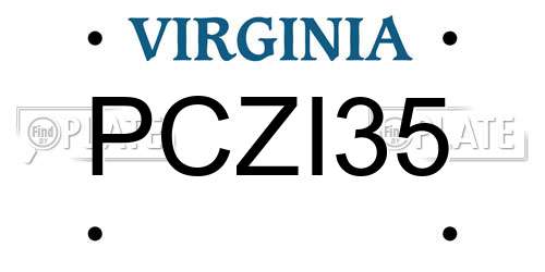 PCZI35 Virginia License Plate