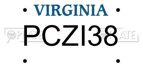 PCZI38 Virginia License Plate