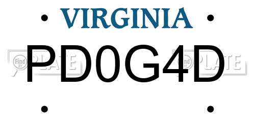 PD0G4D Virginia License Plate