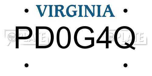 PD0G4Q Virginia License Plate