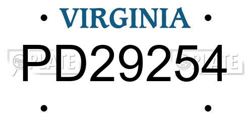 PD29254 Virginia License Plate