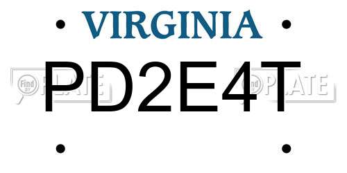 PD2E4T Virginia License Plate