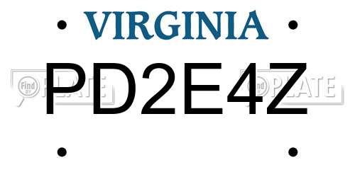 PD2E4Z Virginia License Plate