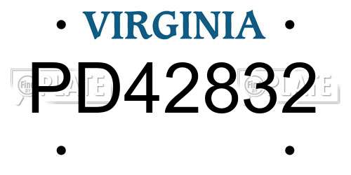 PD42832 Virginia License Plate