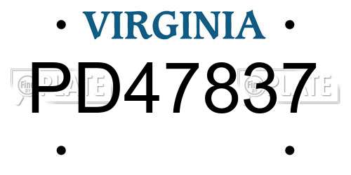PD47837 Virginia License Plate