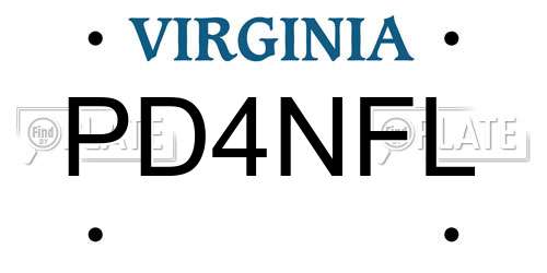 PD4NFL Virginia License Plate