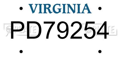 PD79254 Virginia License Plate
