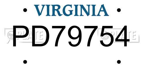 PD79754 Virginia License Plate