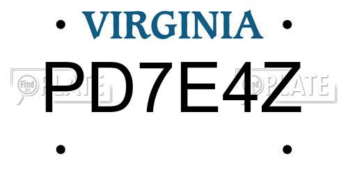 PD7E4Z Virginia License Plate
