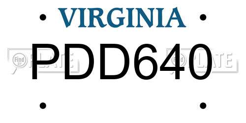 PDD640 Virginia License Plate