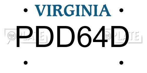 PDD64D Virginia License Plate