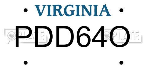 PDD64O Virginia License Plate