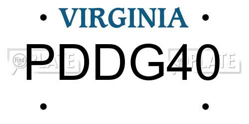 PDDG40 Virginia License Plate