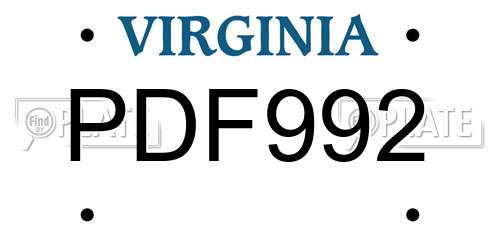 PDF992 Virginia License Plate
