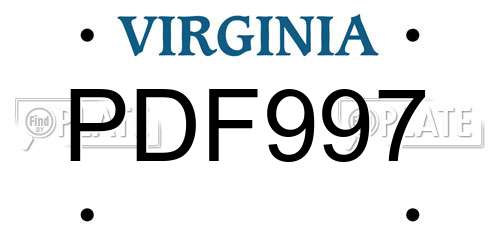 PDF997 Virginia License Plate