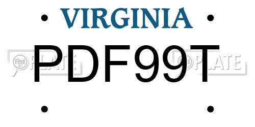 PDF99T Virginia License Plate