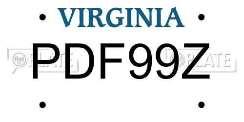 PDF99Z Virginia License Plate