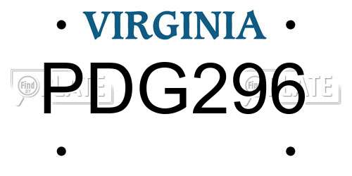 PDG296 Virginia License Plate