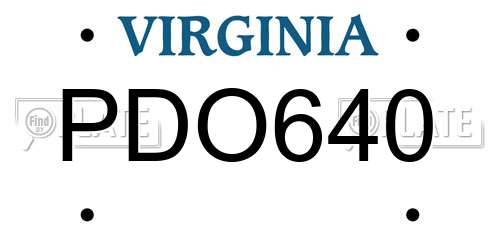 PDO640 Virginia License Plate