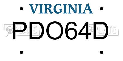 PDO64D Virginia License Plate