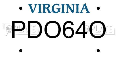 PDO64O Virginia License Plate