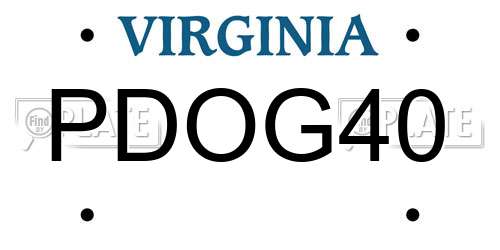 PDOG40 Virginia License Plate