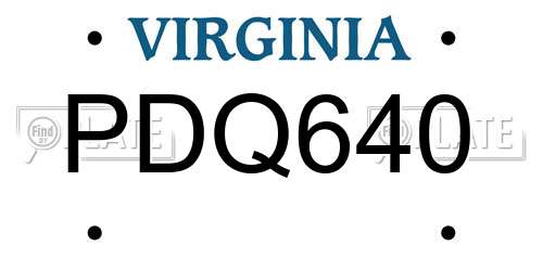 PDQ640 Virginia License Plate