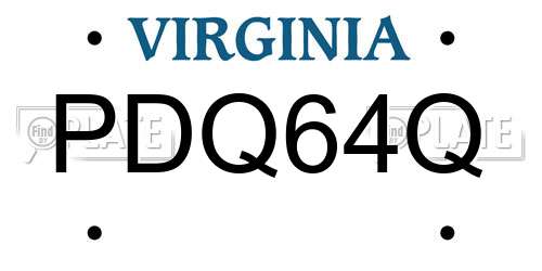 PDQ64Q Virginia License Plate