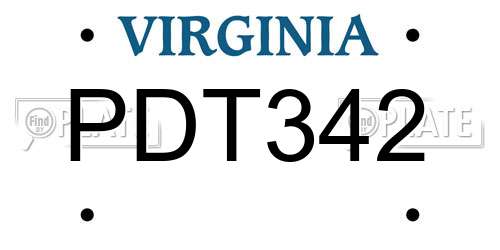PDT342 Virginia License Plate