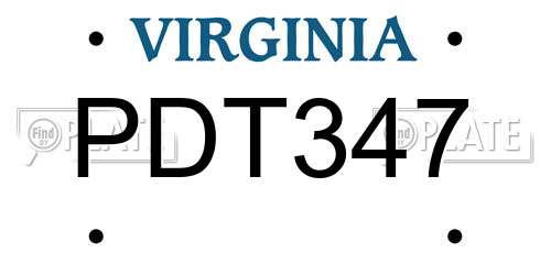 PDT347 Virginia License Plate