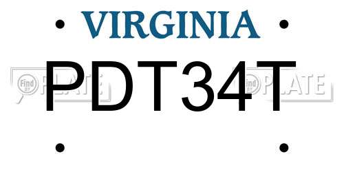PDT34T Virginia License Plate
