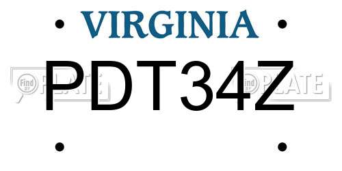 PDT34Z Virginia License Plate