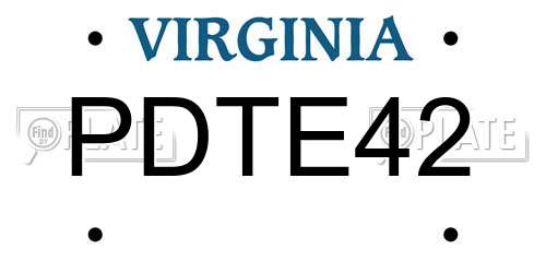 PDTE42 Virginia License Plate